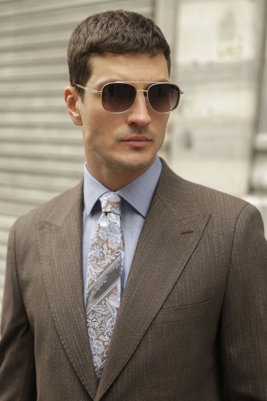 Textured Brown Tailored Fit Kohl Suit