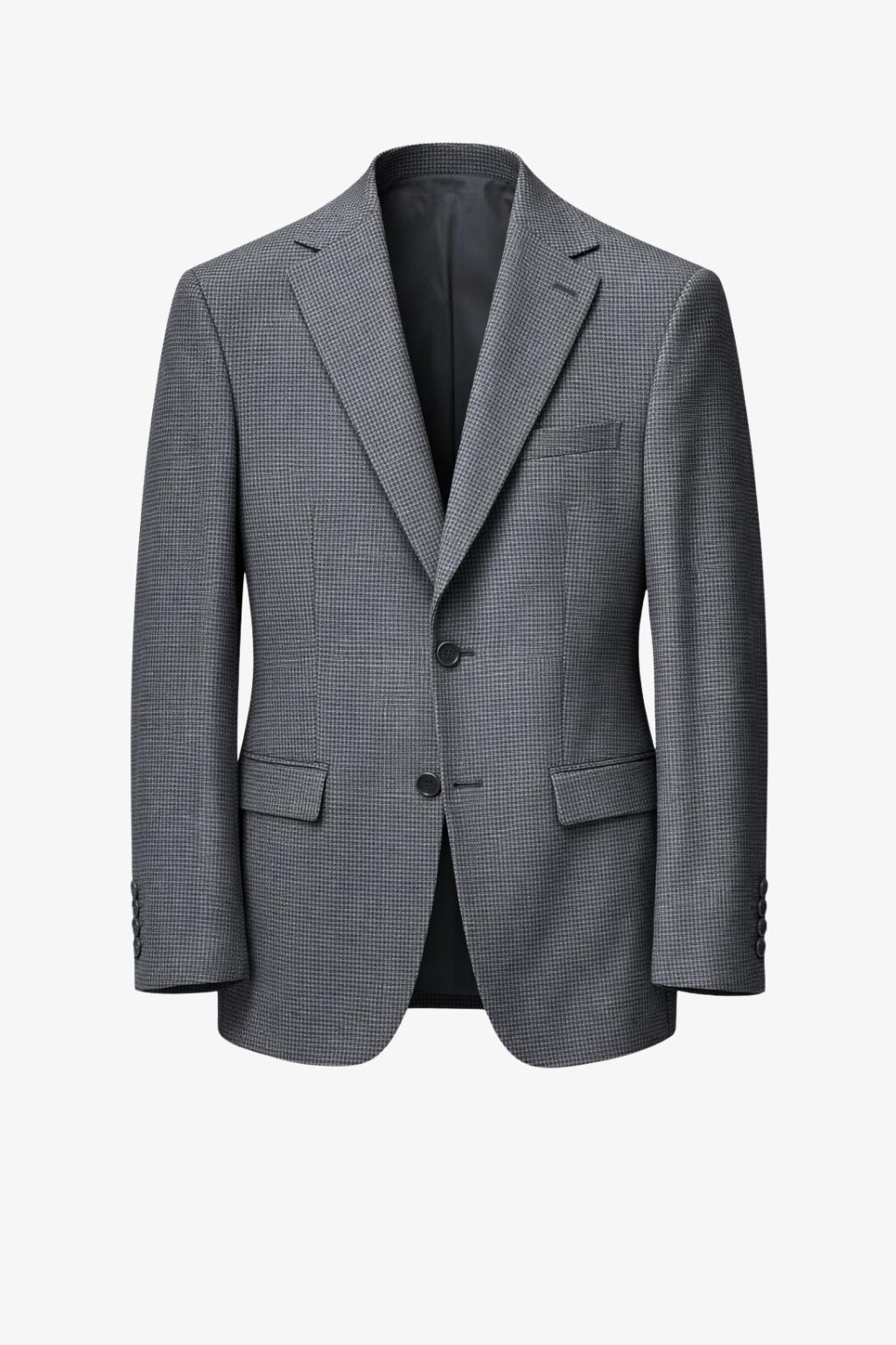 Dark Grey Small Check Pattern Blazer