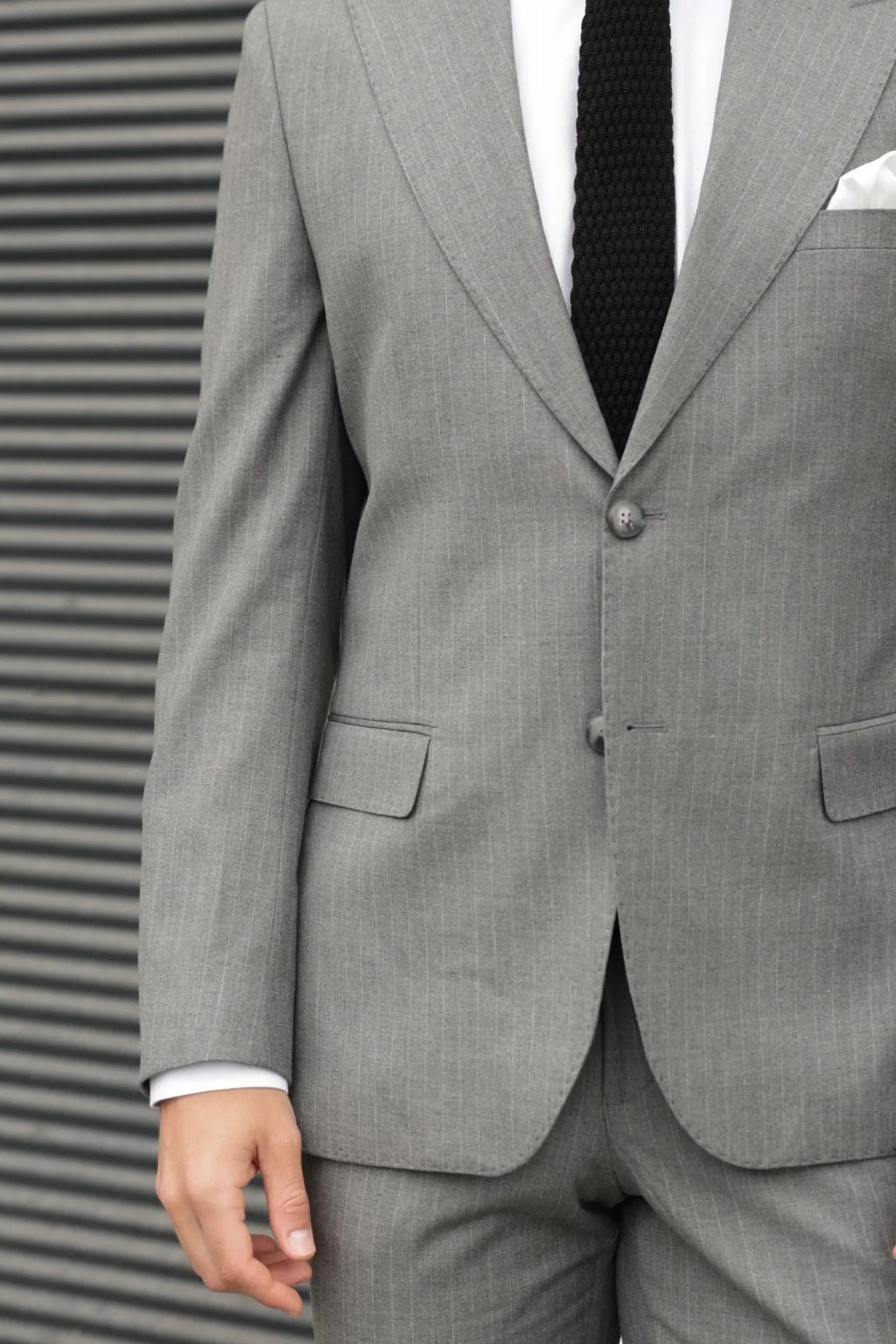 Striped Grey Tailored Fit Kohl Suit