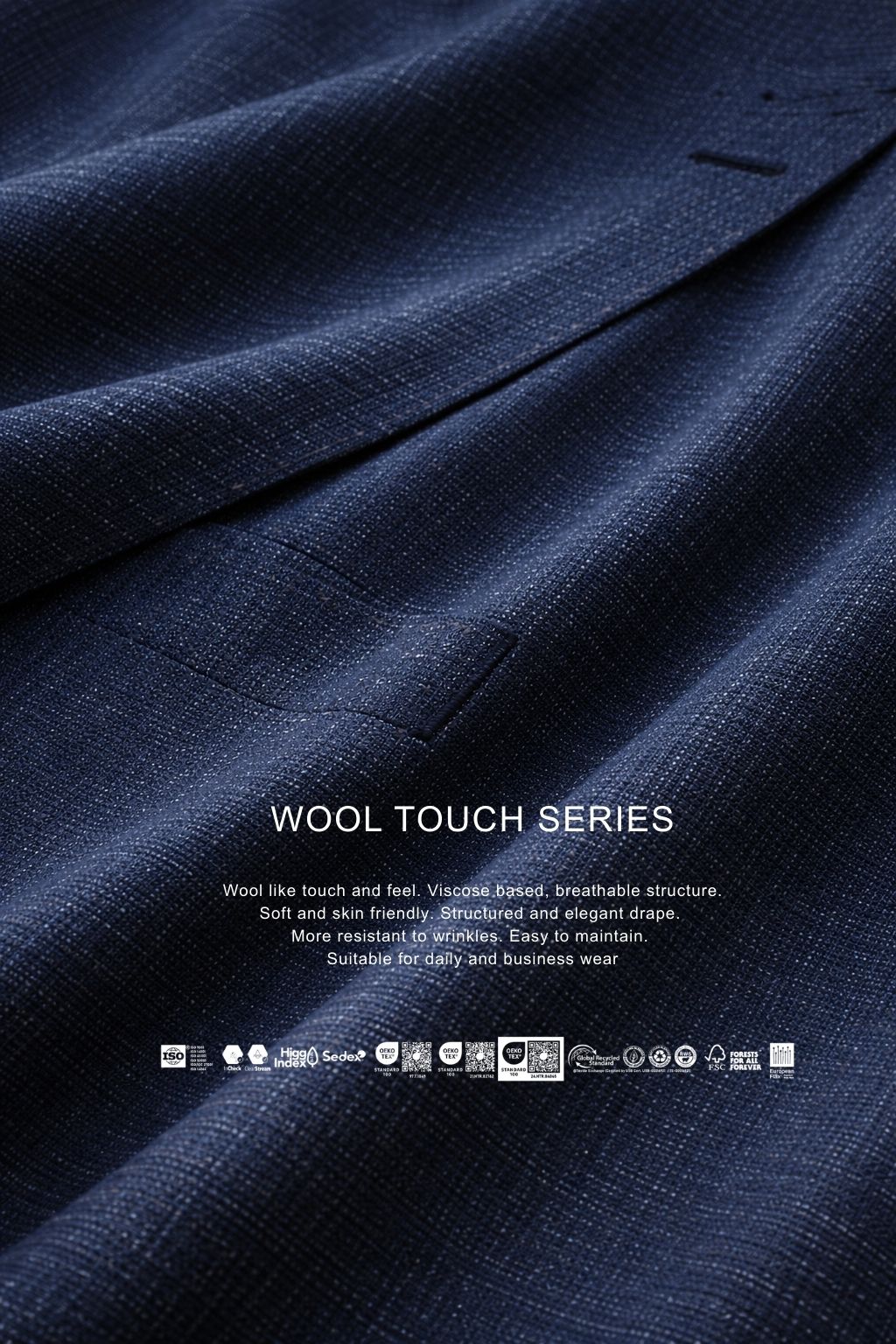 Textured Mid Blue Tailored Fit Kohl Suit