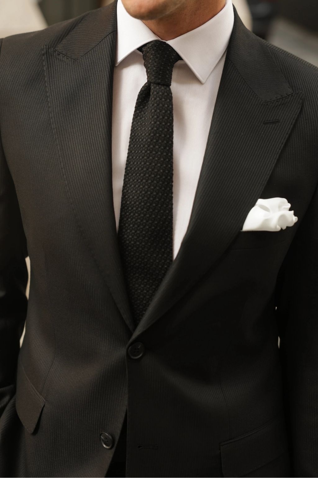 Pin Striped Black Tailored Fit Kohl Suit