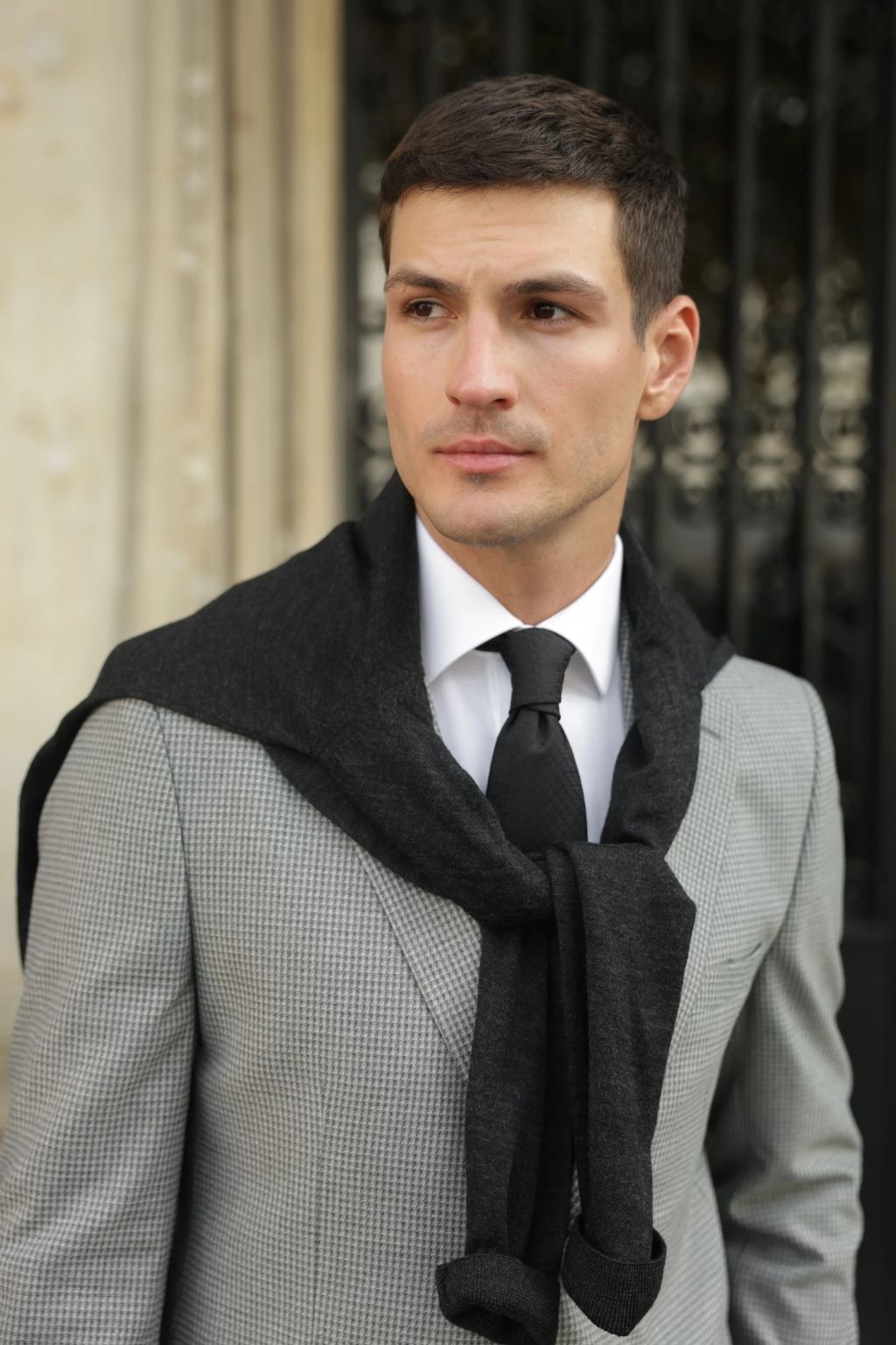 Grey Small Check Pattern Blazer