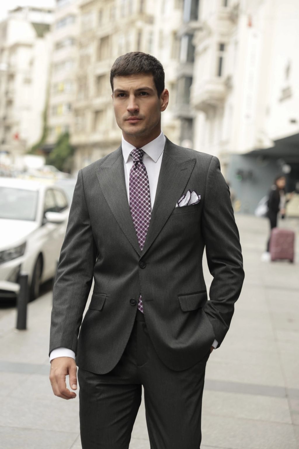 Dark Grey Tailored Fit Kohl Suit