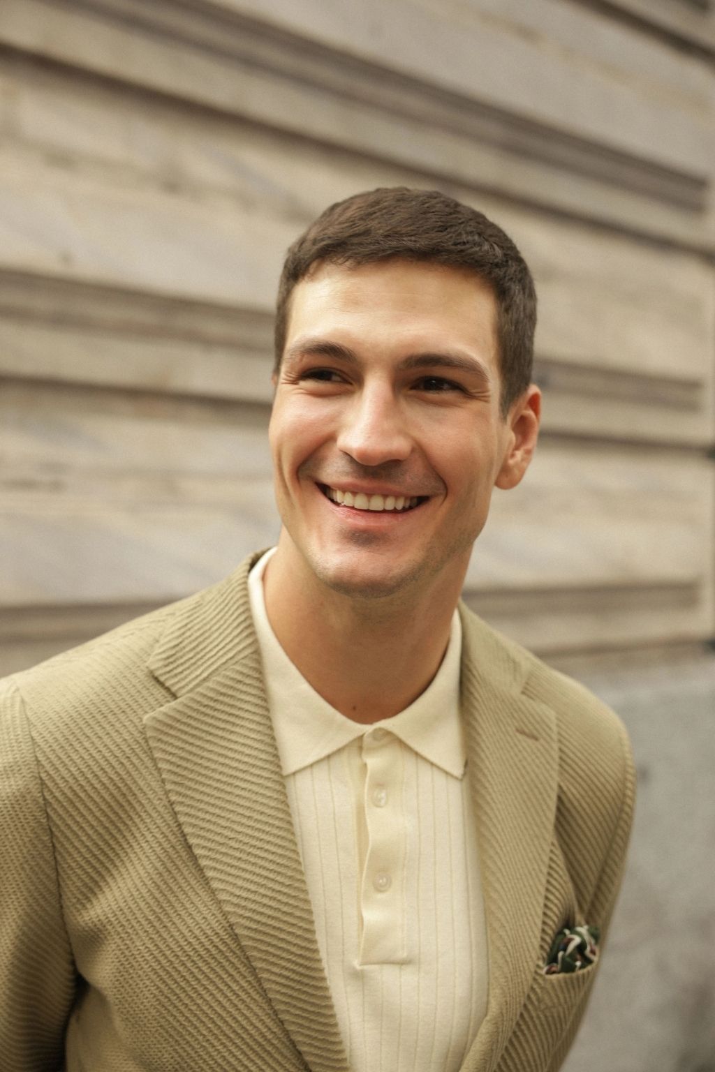 Khaki Waffle Iron Pattern Blazer