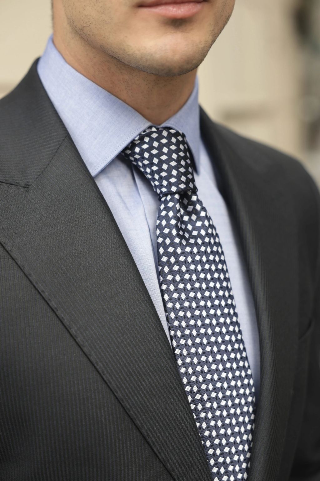 Pin Striped Navy Tailored Fit Kohl Suit