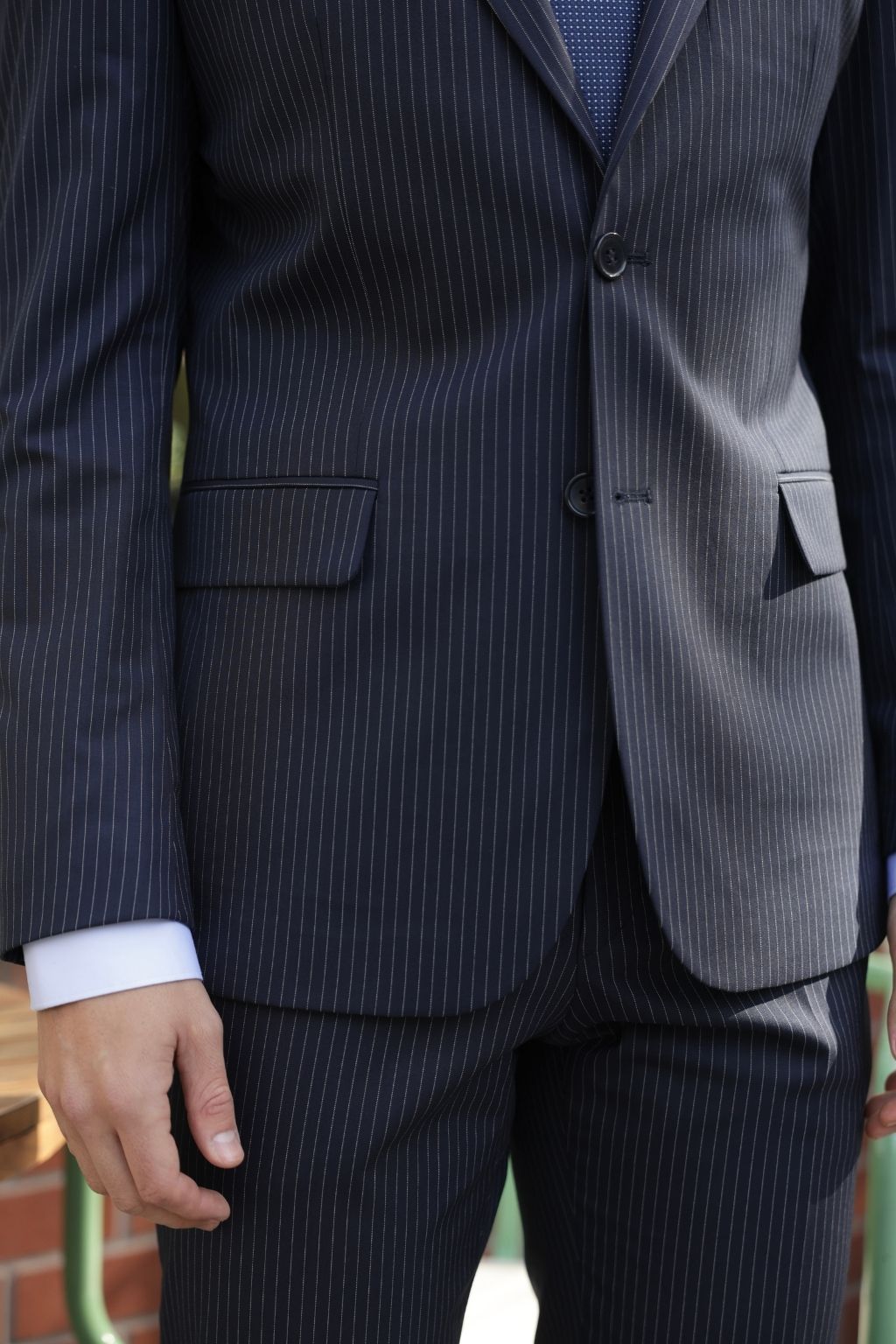 Striped Navy Slim Fit Spinelli Suit