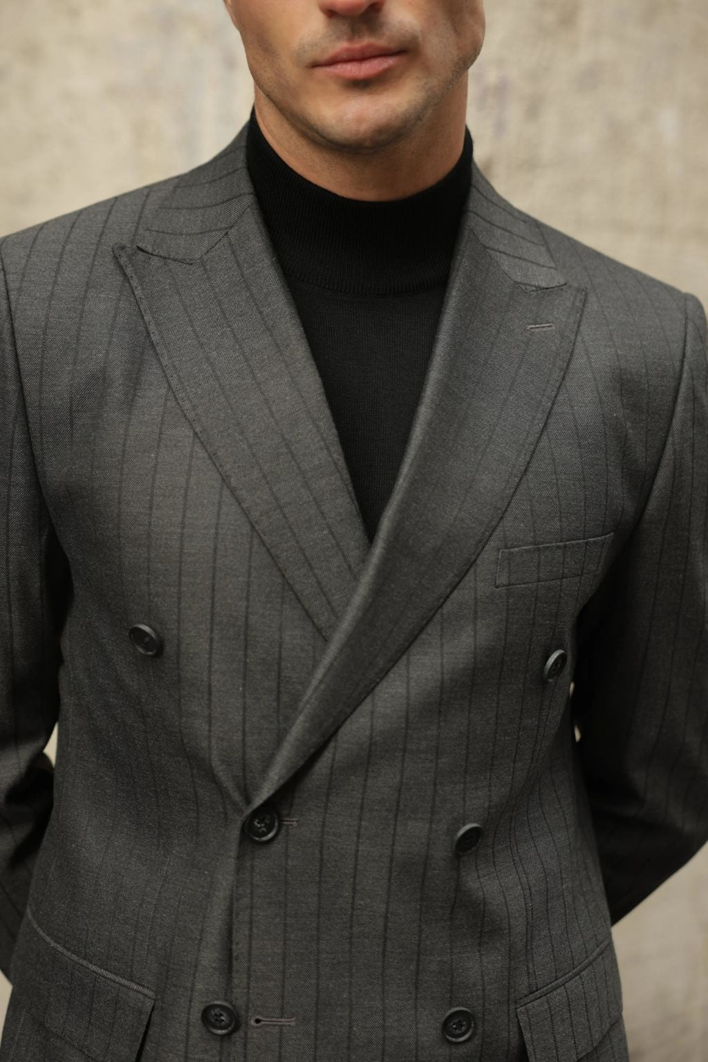 Striped Dark Grey Tailored Fit Gasperi Suit