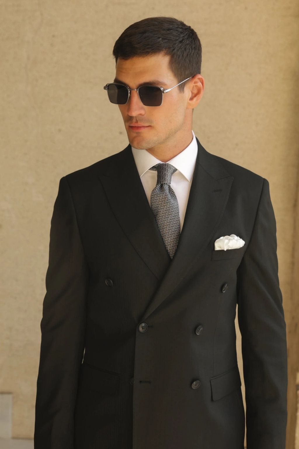 Pin Striped Black Tailored Fit Gasperi Suit