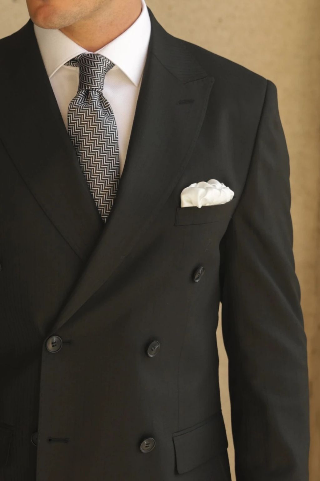 Pin Striped Black Tailored Fit Gasperi Suit