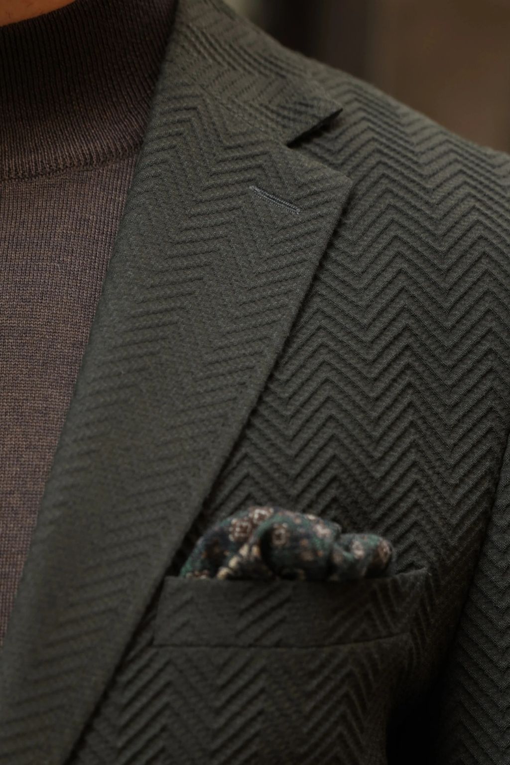 Dark Green Waffle Iron Pattern Blazer