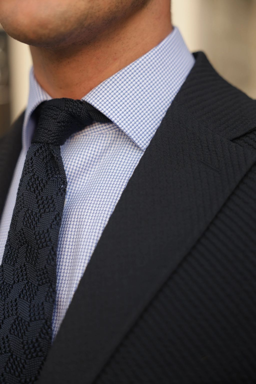 Navy Waffle Iron Pattern Blazer