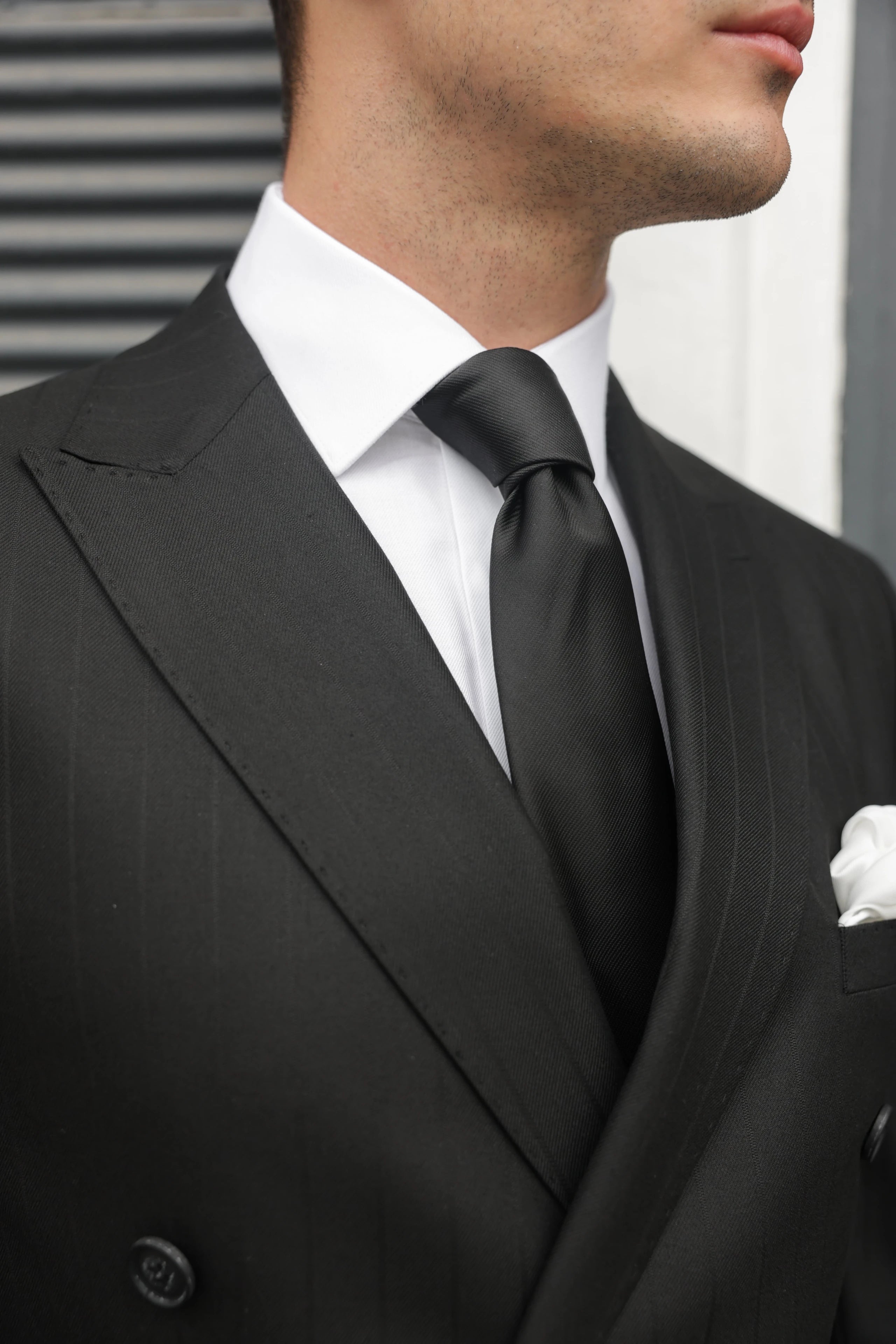 Striped Black Tailored Fit Gasperi Suit