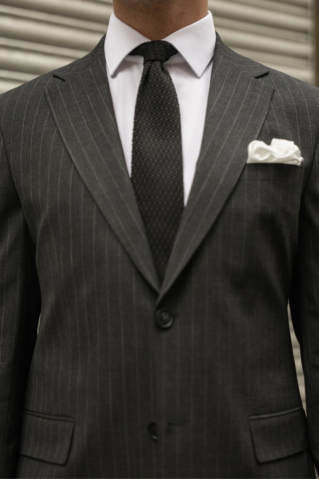 Striped Dark Grey Tailored Fit Henri Suit