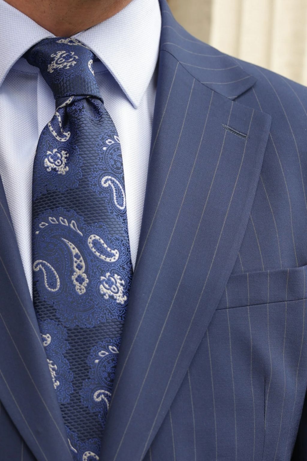 Striped Blue Tailored Fit Henri Suit