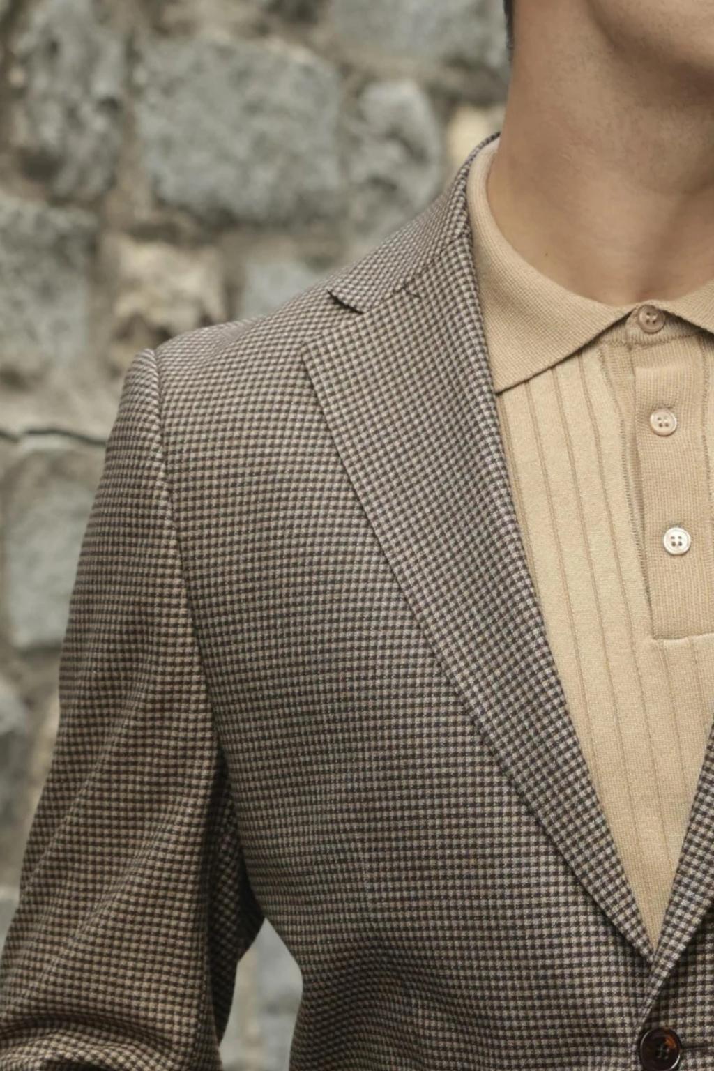 Brown Small Check Pattern Blazer
