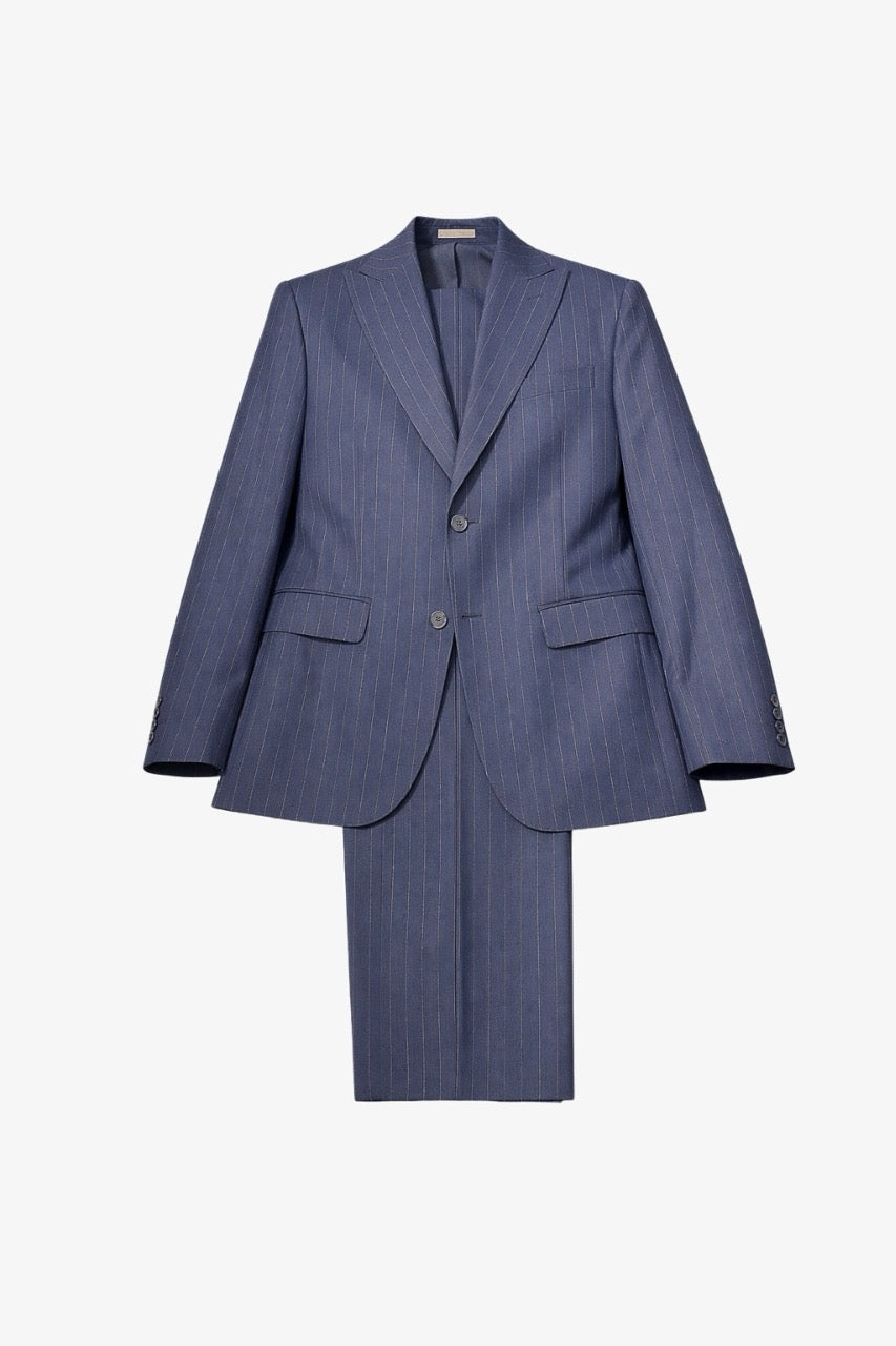 Striped Mid Blue Tailored Fit Kohl Suit