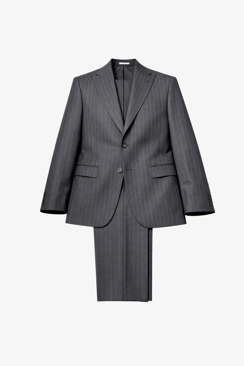 Striped Dark Grey Tailored Fit Kohl Suit