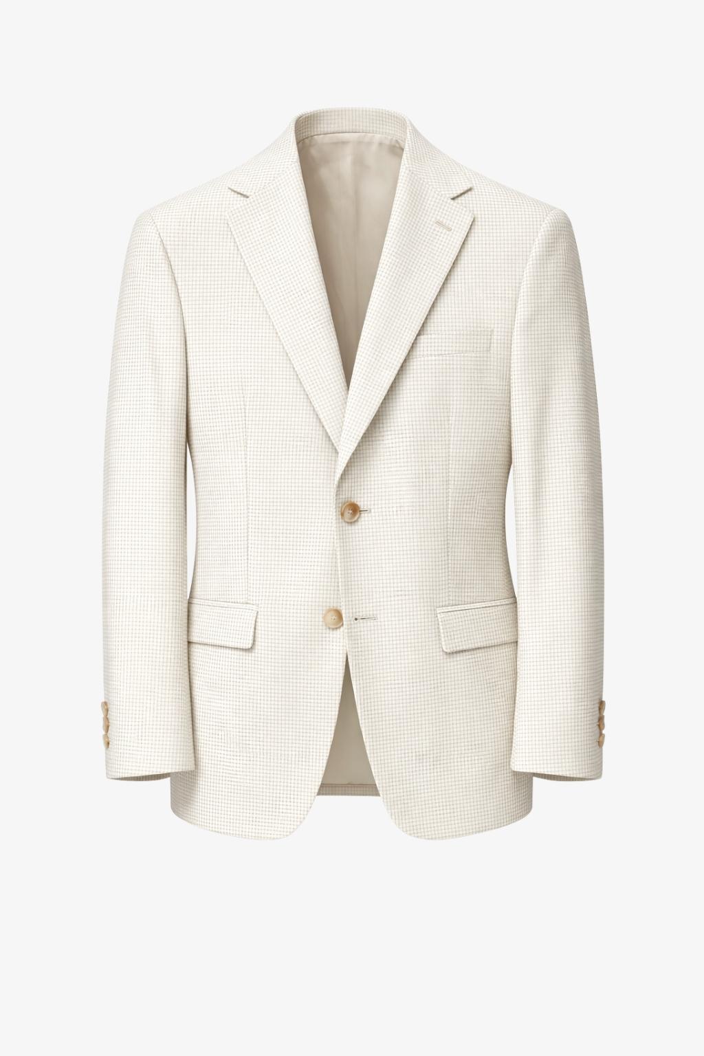 Beige Small Check Pattern Blazer