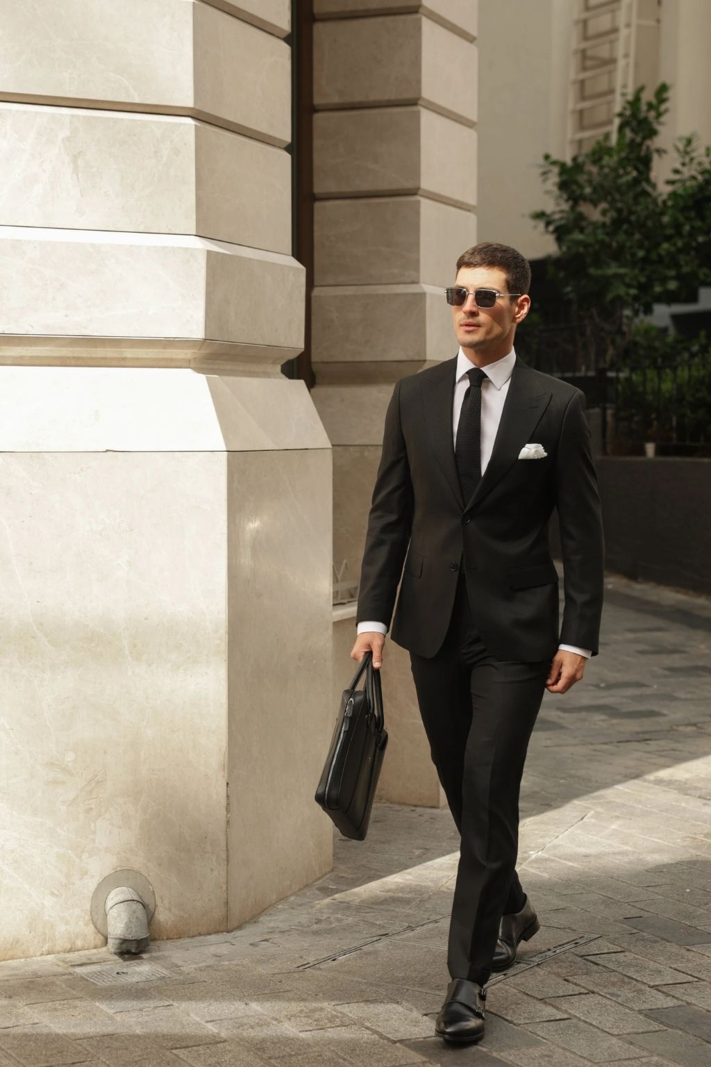 Pin Striped Black Tailored Fit Kohl Suit