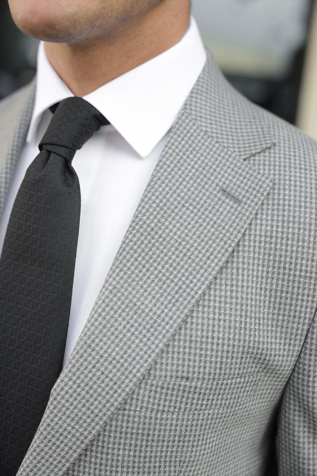 Grey Small Check Pattern Blazer