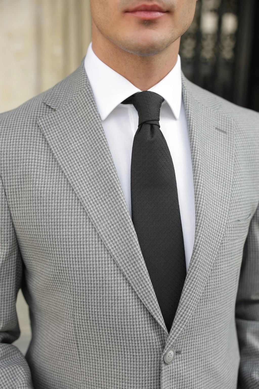 Grey Small Check Pattern Blazer