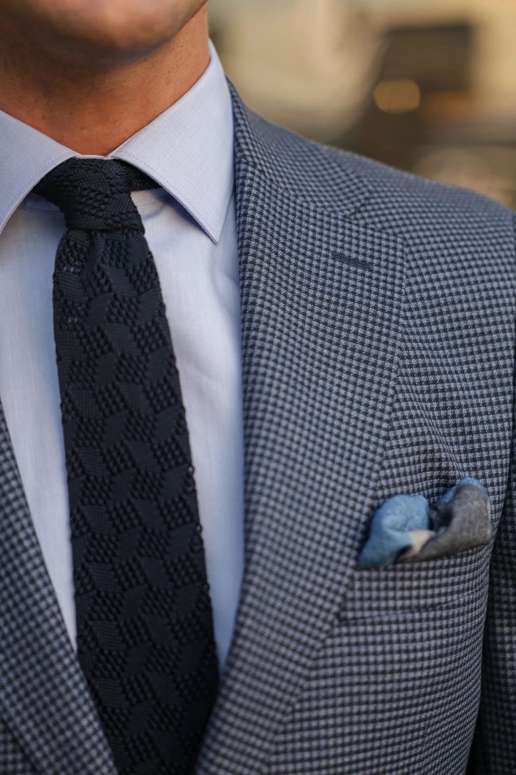 Blue Small Check Pattern Blazer