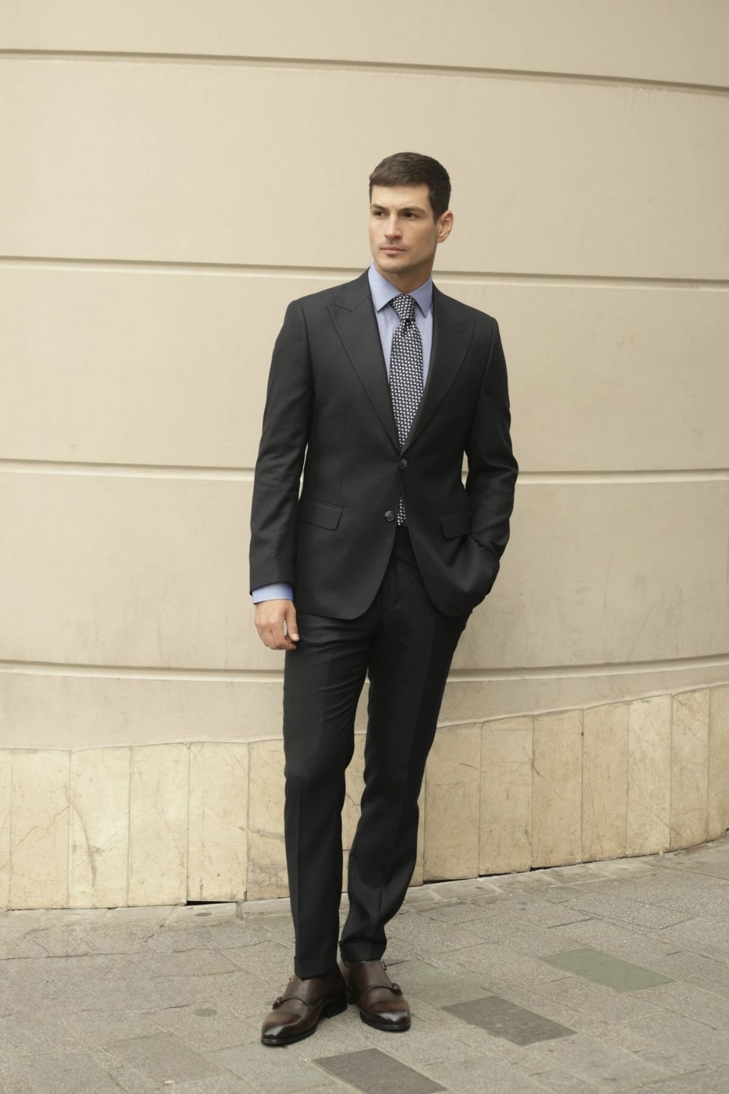 Pin Striped Navy Tailored Fit Kohl Suit