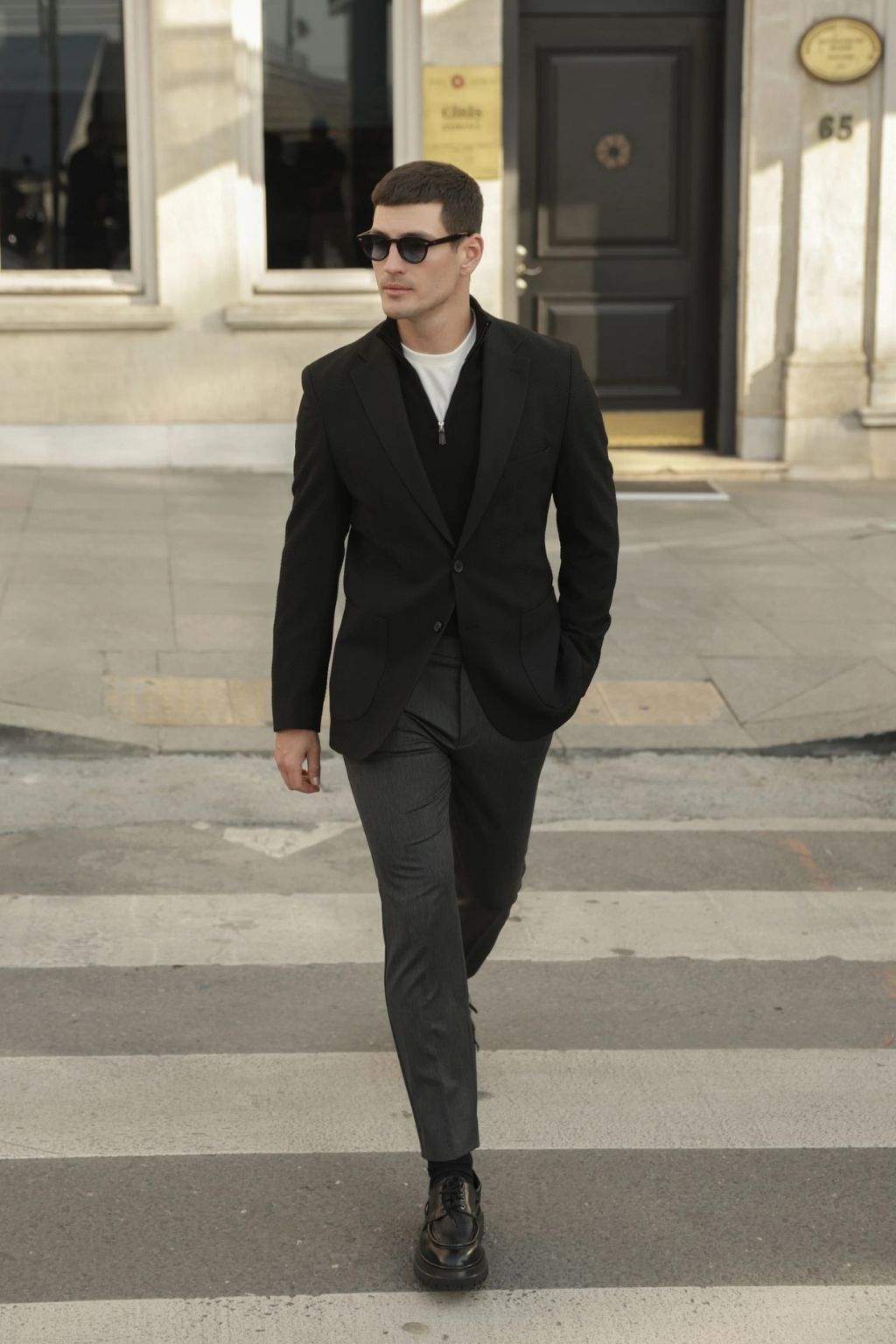 Black Waffle Iron Pattern Blazer