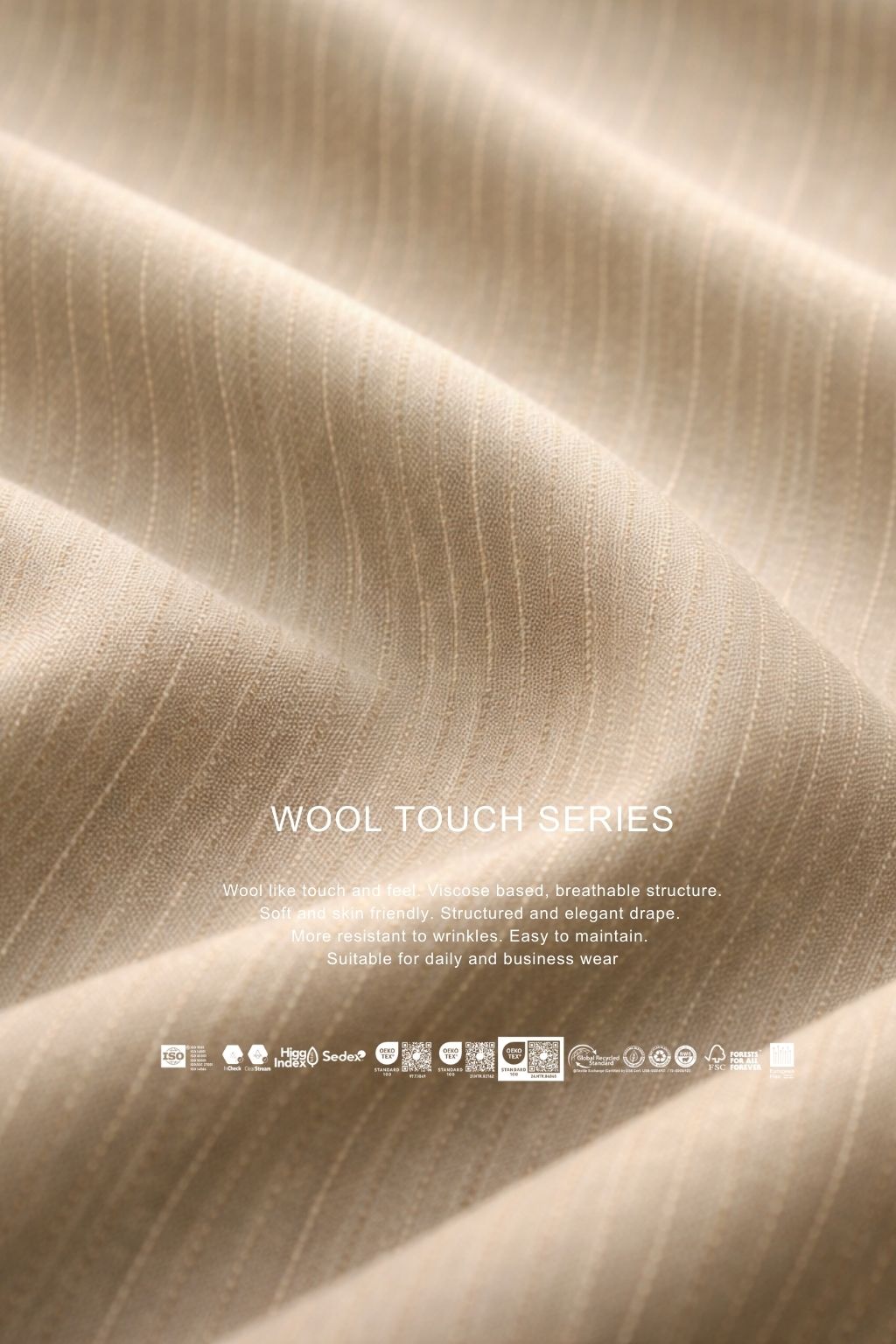 Striped Beige Tailored Fit Kohl Suit