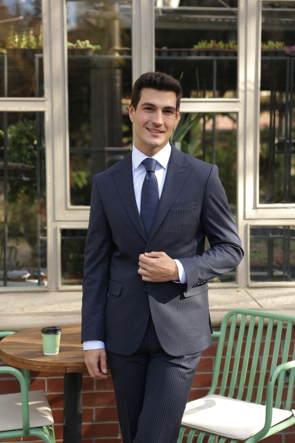 Striped Navy Slim Fit Spinelli Suit