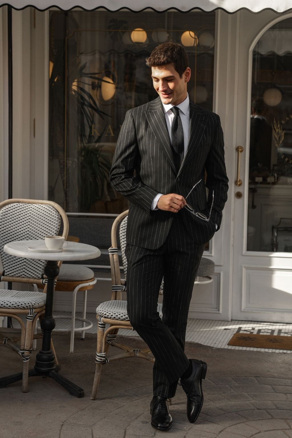 Striped Black Tailored Fit Kohl Suit