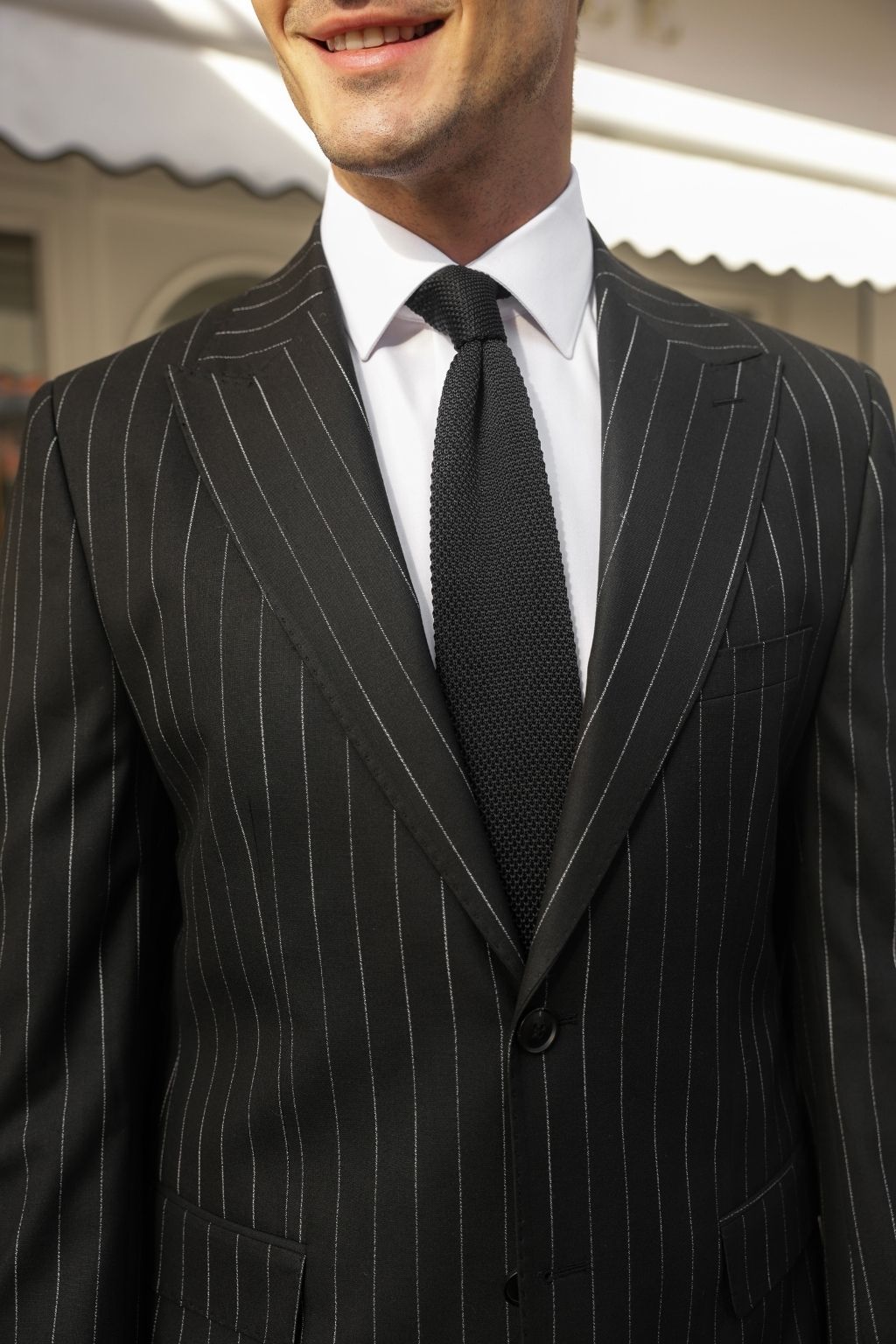 Striped Black Tailored Fit Kohl Suit