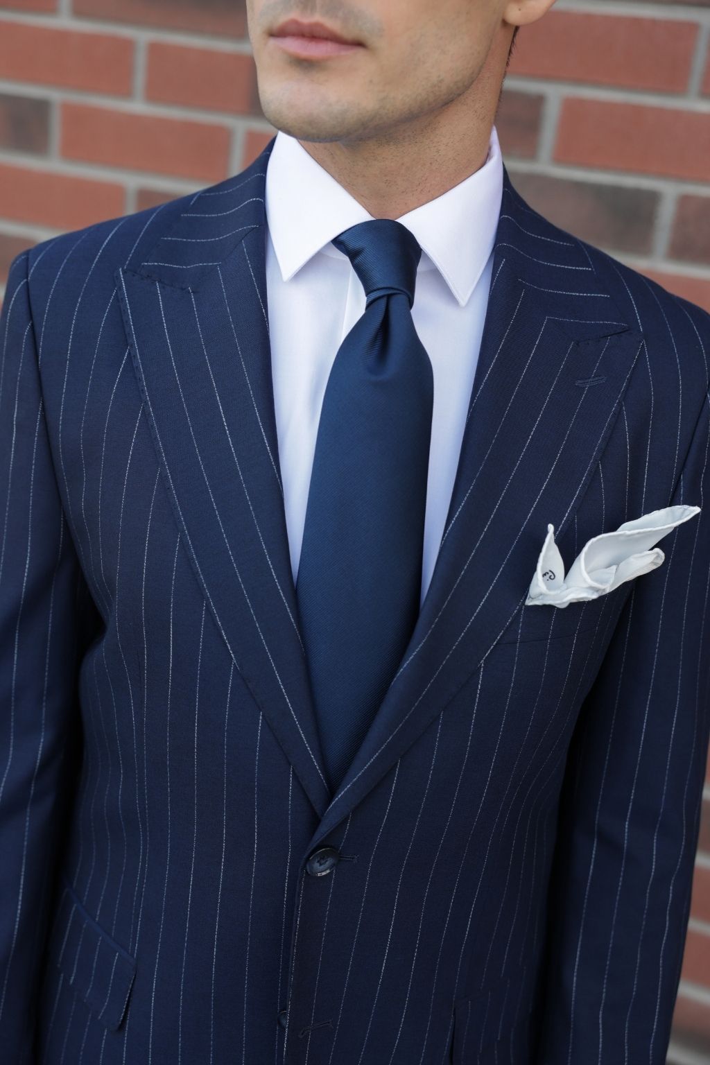Striped Mid Blue Tailored Fit Kohl Suit
