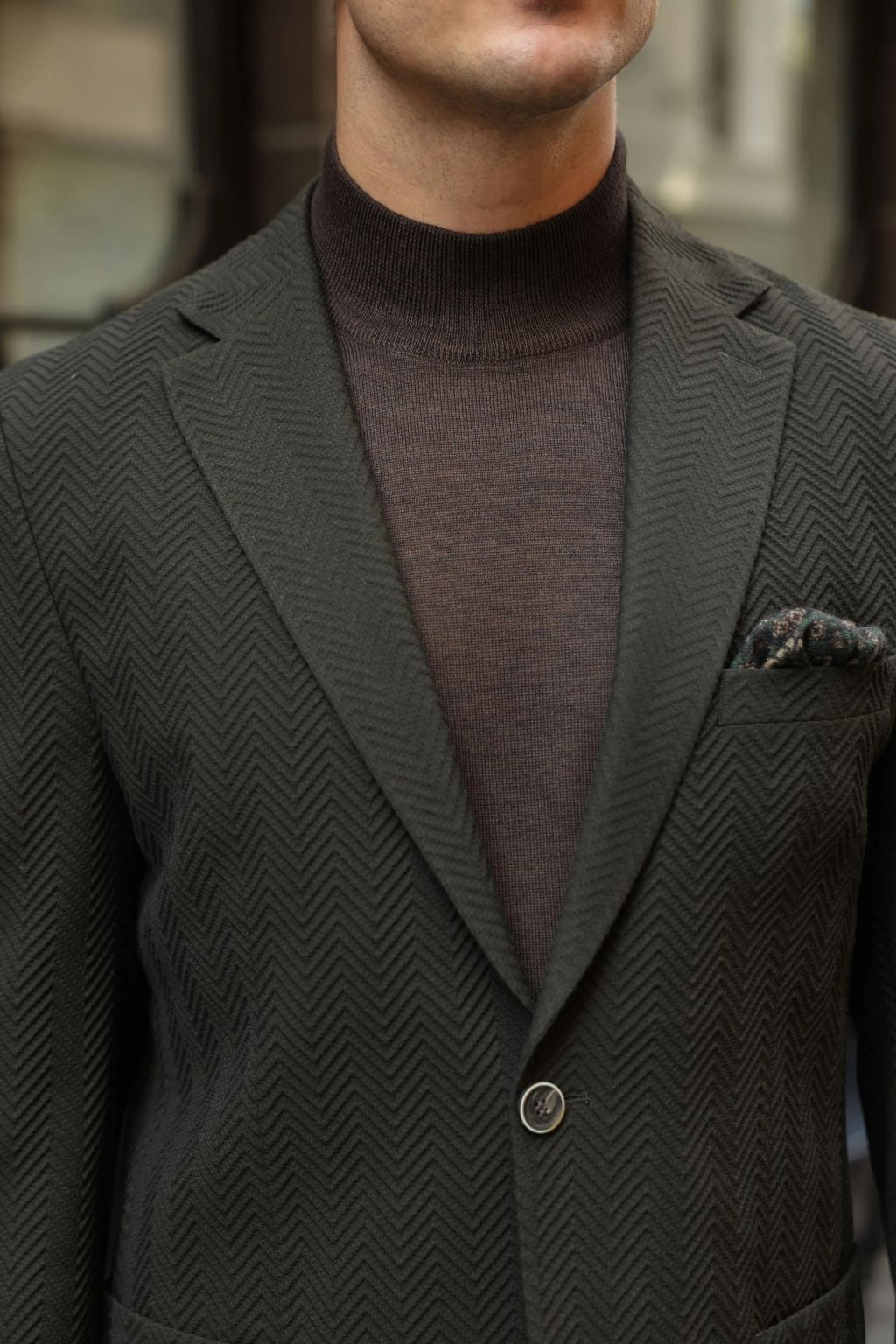 Dark Green Waffle Iron Pattern Blazer