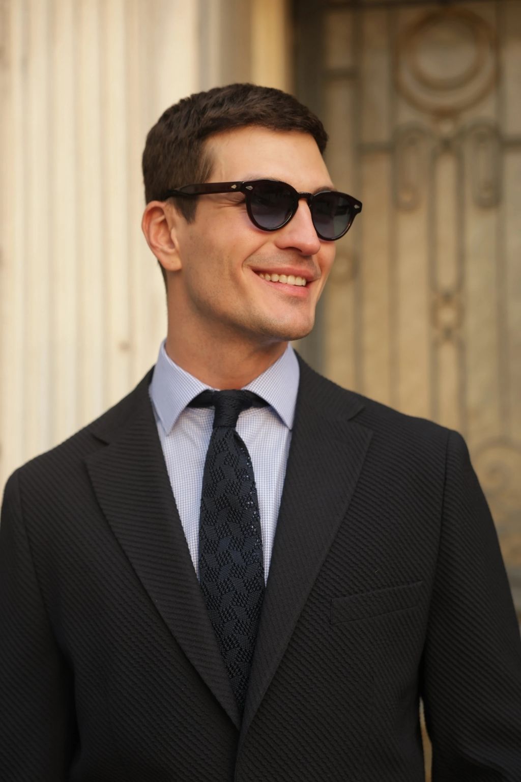 Navy Waffle Iron Pattern Blazer