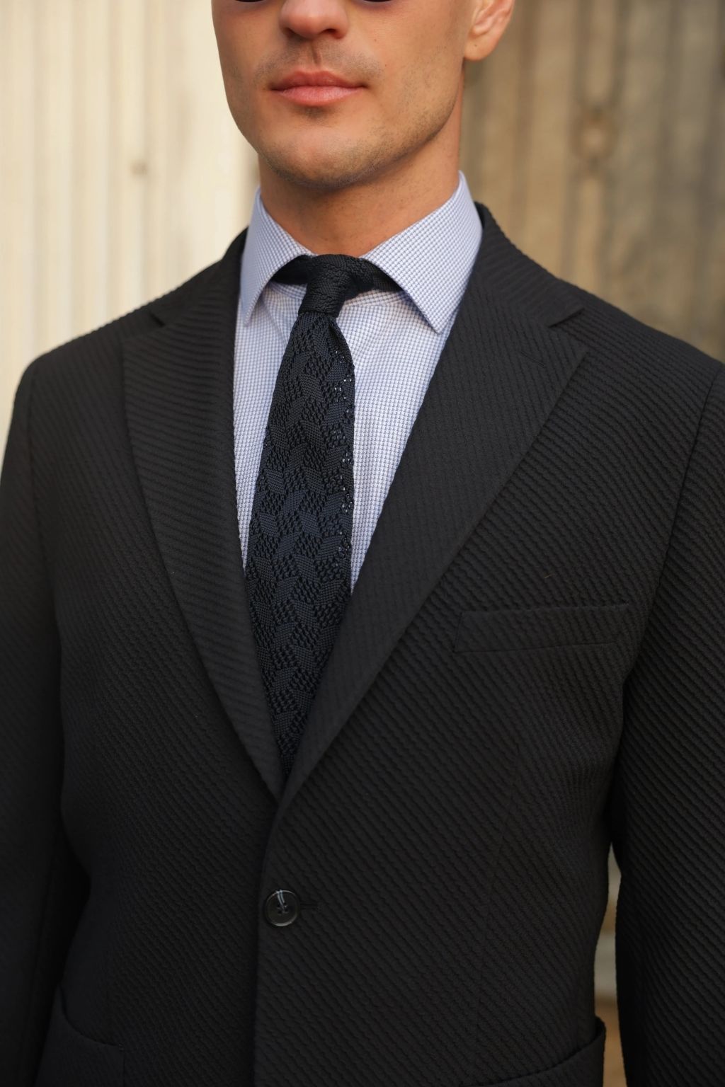 Navy Waffle Iron Pattern Blazer