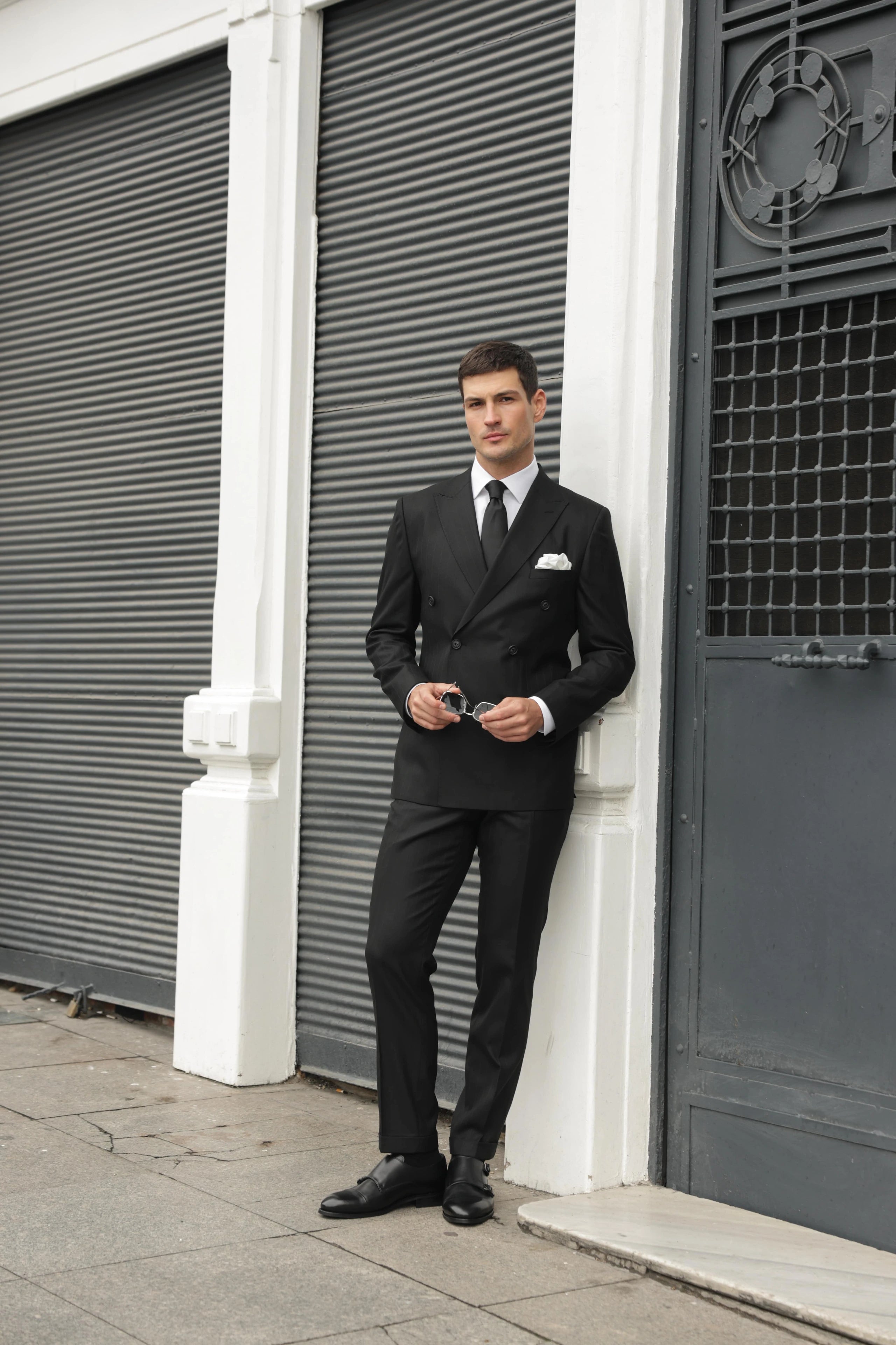 Striped Black Tailored Fit Gasperi Suit