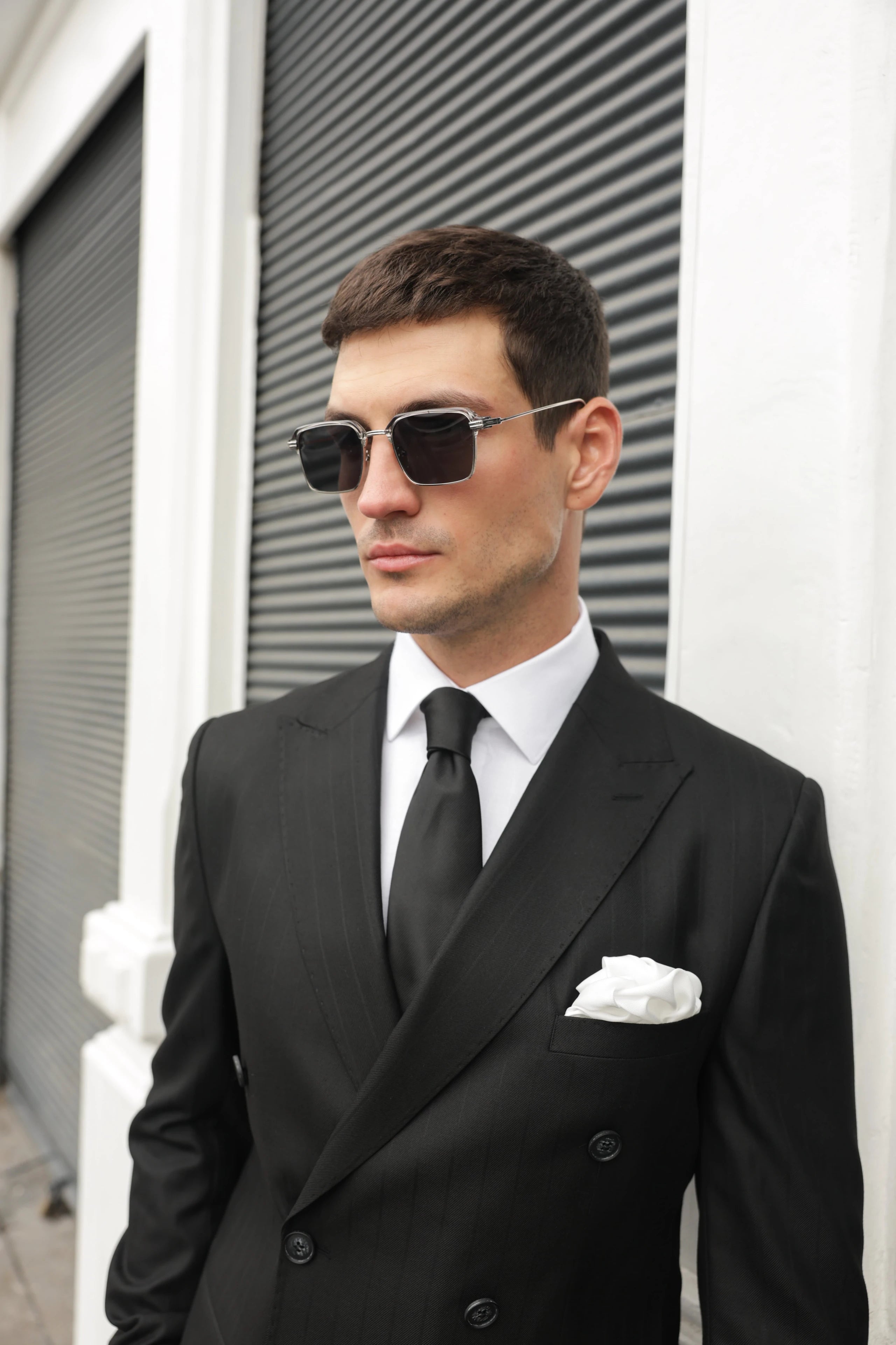 Striped Black Tailored Fit Gasperi Suit