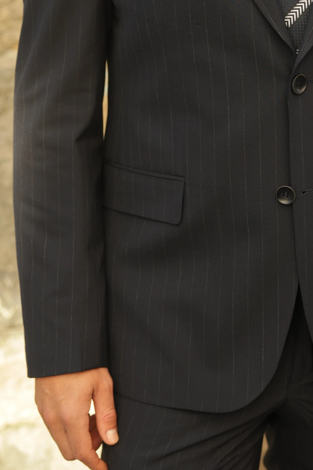 Striped Navy Blue Tailored Fit Henri Suit