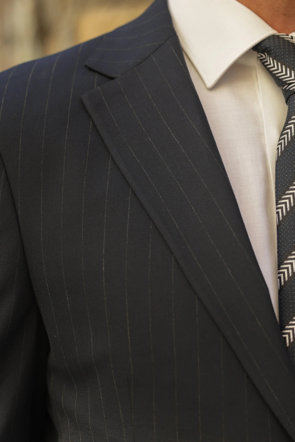 Striped Navy Blue Tailored Fit Henri Suit