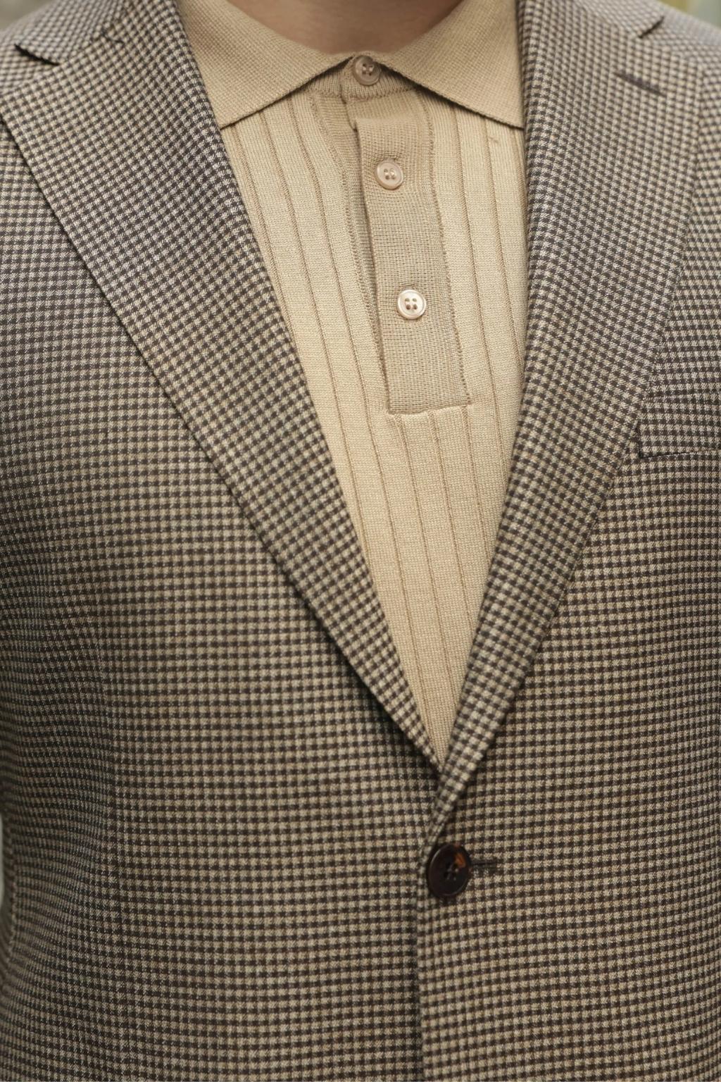 Brown Small Check Pattern Blazer